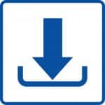 Ein Pfeil zeigt von oben nach unten als Symbol für Download